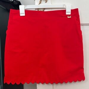 Anne Klein Vibrant Red Scalloped Mini Skort